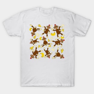 Sock Monkey & Bananas All Over Print T-Shirt